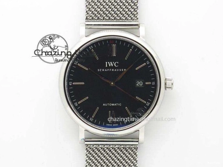 MIROTIME 1218 Portofino SCHAFFHAUSEN SS MKF 1:1 Best Edition Black Dial On Mesh Bracelet A Sporty 7342